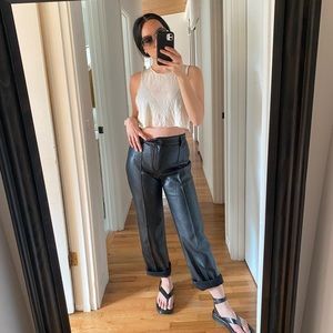 Community distressed beige cropped muscle tank by Aritzia